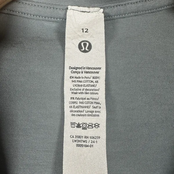 Lululemon Back in Action V-Neck Long Sleeve Shirt Womens Size 12 Gray Oversized - Image 6