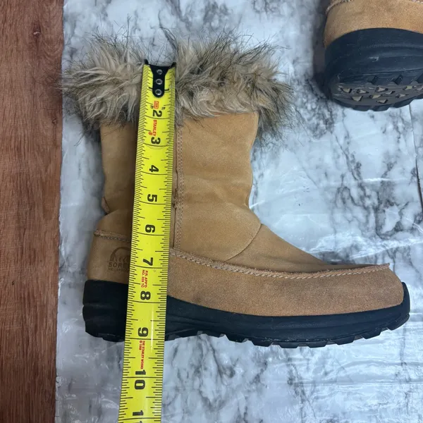 Sorel Northern Lite Tall Snow Boots Waterproof Suede Faux Fur Brown tan 9 - Image 6