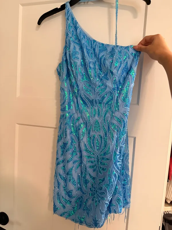 Zapata blue sequin short homecoming dress - Image 3
