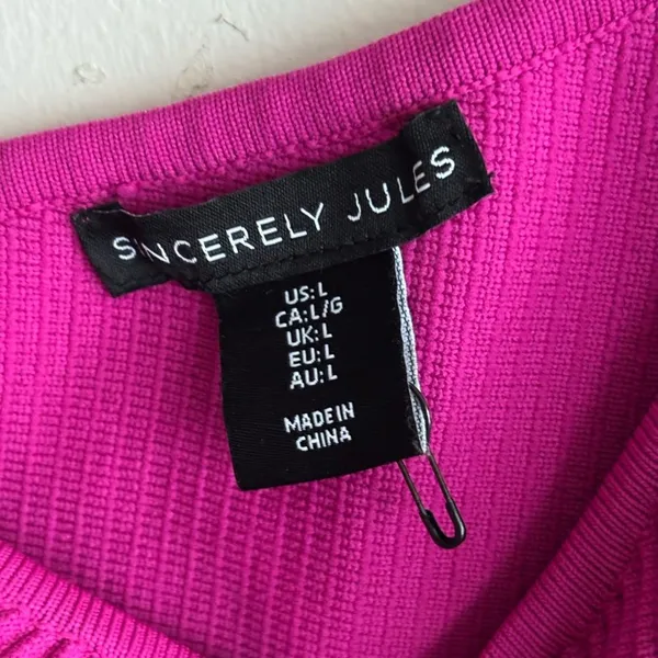 Sincerely Jules Vibrant Pink One-Shoulder Bodycon Dress Size L - Image 5