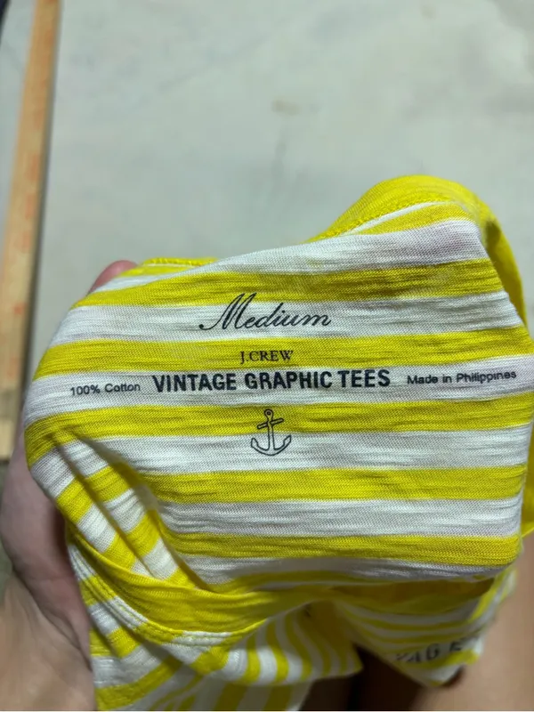 J. Crew vintage graphic tees Yellow Stripe 'Bon Voyage' Tee medium cotton - Image 7