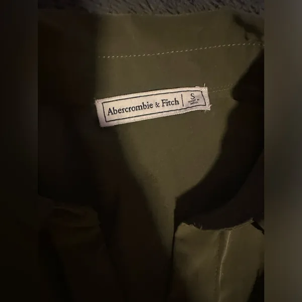 Abercrombie & Fitch satin army green shirt dress size small - Image 5