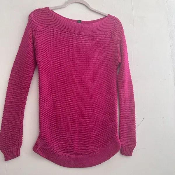 NEW Lauren Ralph Lauren Sweater XSMALL Magenta Pink Textured Boatneck Pullover - Image 6