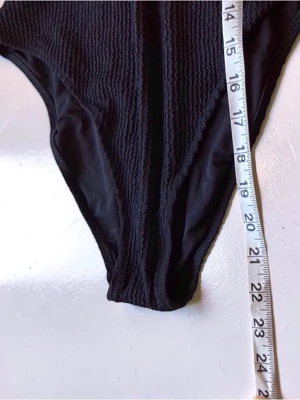 Aerie Ribbed Halter One Piece Swimsuit Cheekiest Black Size M NWT - Image 7