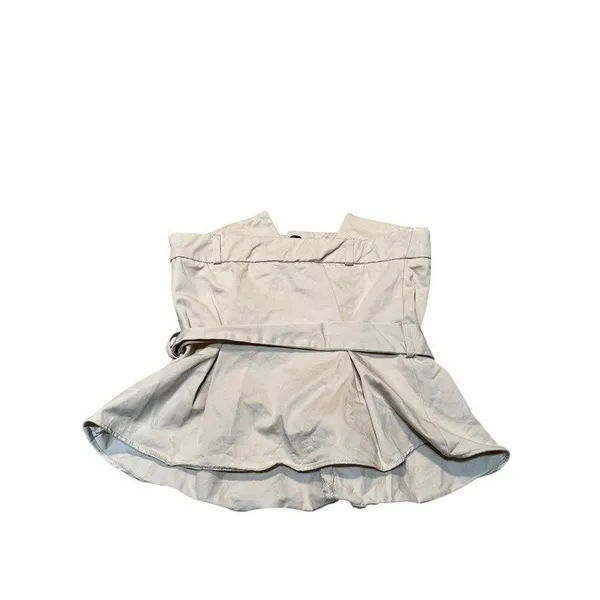 Zara Women's Sz Small Gabardine Top with Belt Light Beige Khaki Strapless Cotton - Image 8