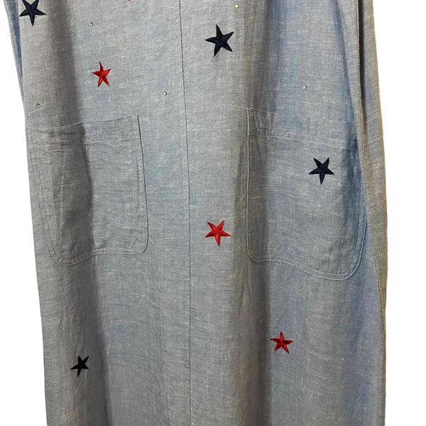 Quacker Factory Womens Blue Sleeveless Long Denim Star‎ Dress Size S - Image 3