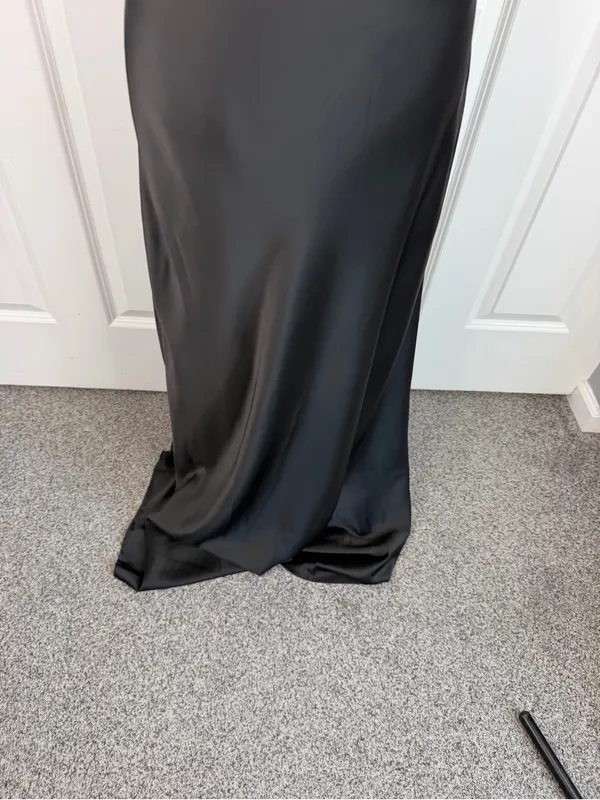 Olia Black Satin One Shoulder Maxi Gown Dress Size L NWT - Image 5