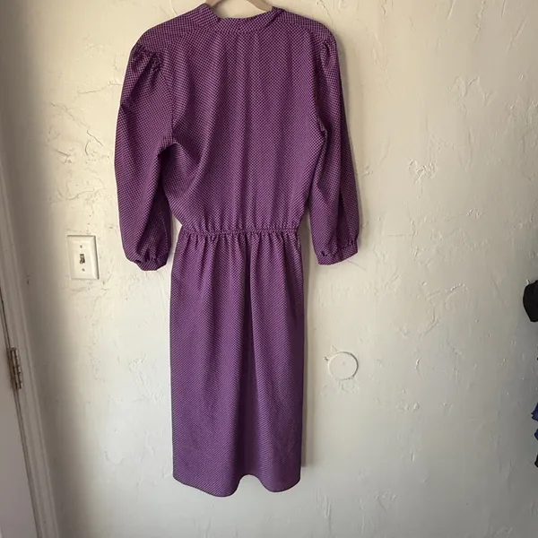 Vintage Jonathan Martin Purple Geometric Midi Dress Kentucky Derby‎ Old Money M - Image 5