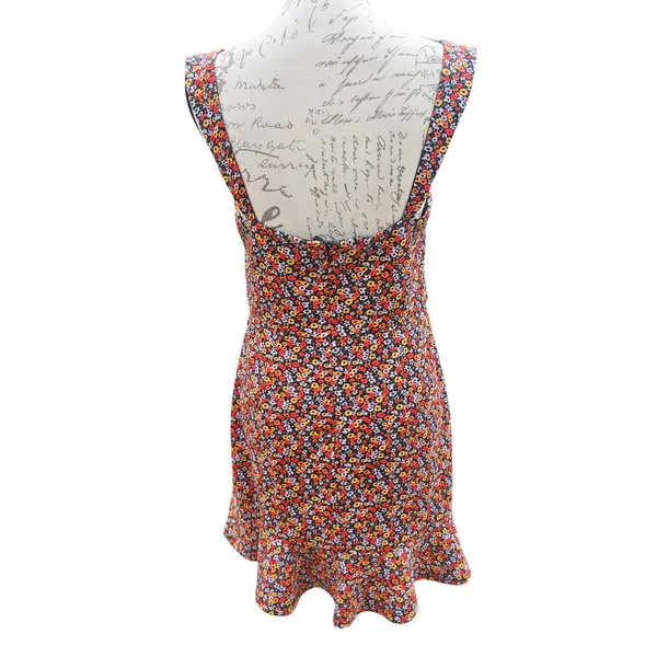 Hutch Floral Sweetheart Mini Dress Ruffle Hem Sleeveless‎ Multi Color Size M - Image 5