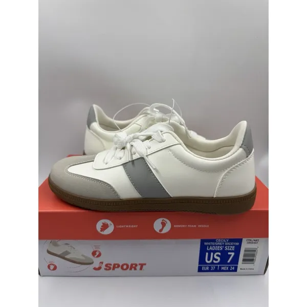 New J Sport Cecily Women’s Sneaker Suede White/Grey Low Top Shoes Size 7 US - Image 10