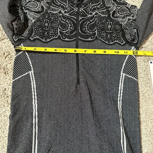 ATHLETA Dark Gray and black Hoodie with Decorative Yoke - Image 3