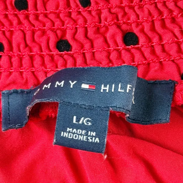 Tommy Hilfiger Red Polka Dot Off The Shoulder‎ Smocked Blouse Top Womens Large - Image 3