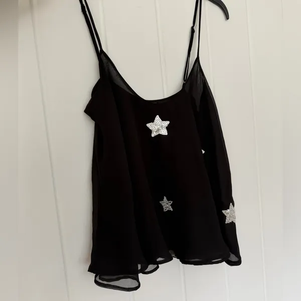 Celestial sheer sequin tank top Stars Black Size L - Image 2