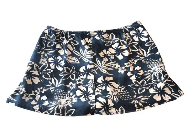 Ocean Drive Skort Skirt Pull On Floral Blue White L - Image 3