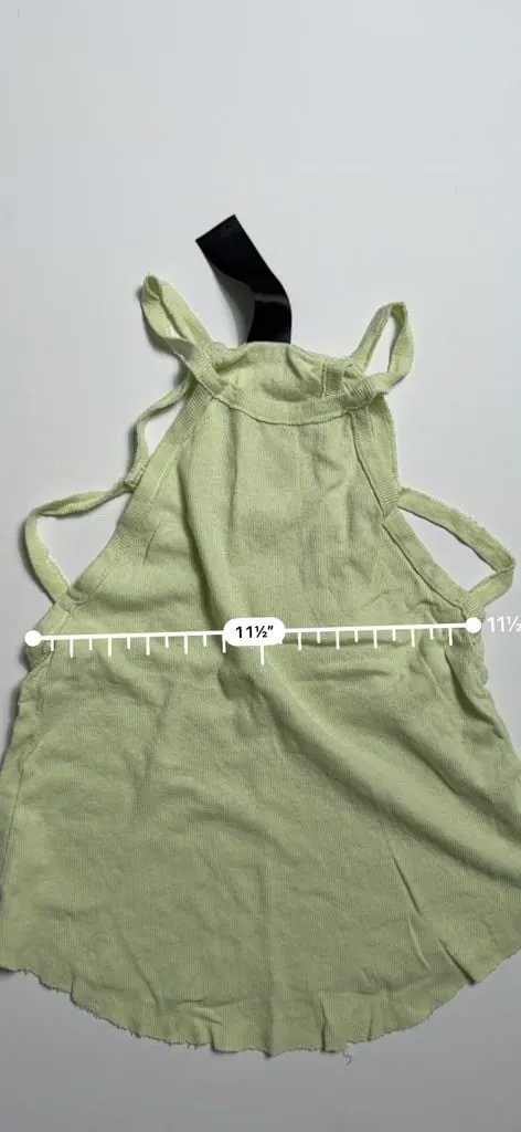 Free People FP New Romantics Lime Green Halter Neck Soft Linen Cotton Raw Hem Tank Top XS - Image 3