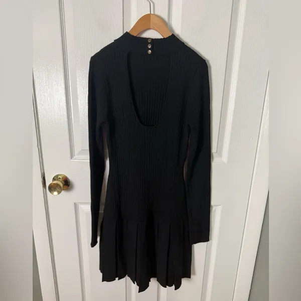 Free People Emmy Ribbed Knit Mini Dress Black M - Image 6