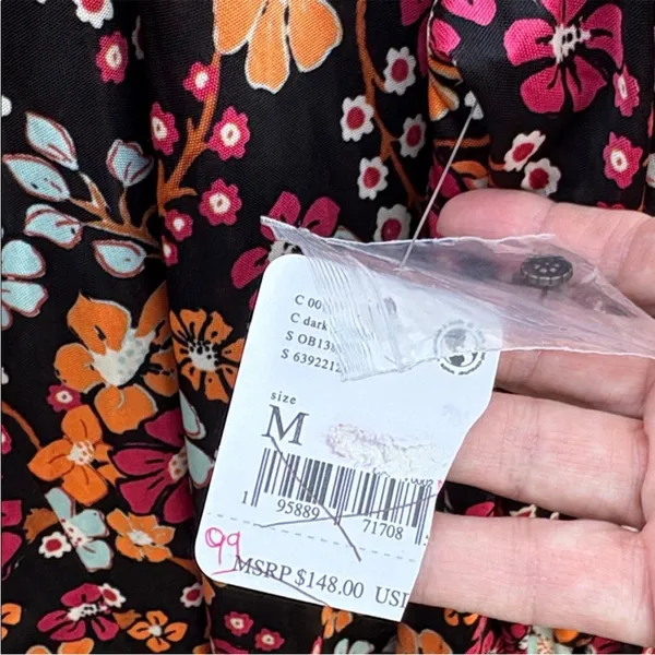 NWT Free People Daisy Jane Black Floral Swing Dress Generous Medium Retail $148 - Image 9