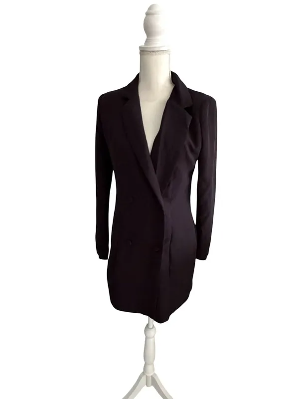 SHEIN Black Tuxedo Blazer Long Sleeve Dress Size Medium - Image 5
