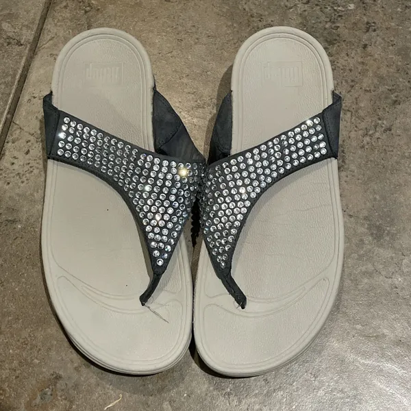 FitFlop Lulu Maxi Crystal Sandals Womens 10 EUR 42 Pewter Grey L99-534 Sparkle - Image 5