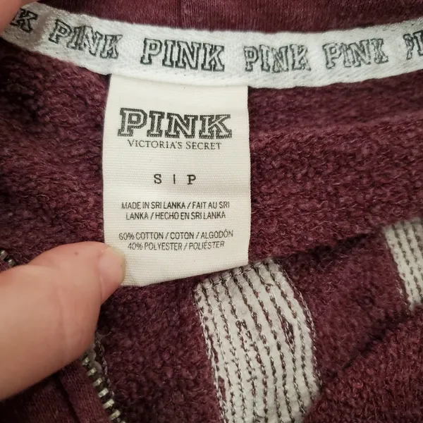 Victoria's Secret PINK Magenta Full Zip Bling Hoodie Size Small - Image 3