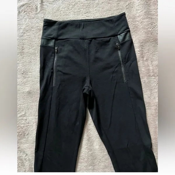 Athleta Ponte Luxe Legging Faux Leather Womens Full Length Zip Pockets‎ Sz Small - Image 2