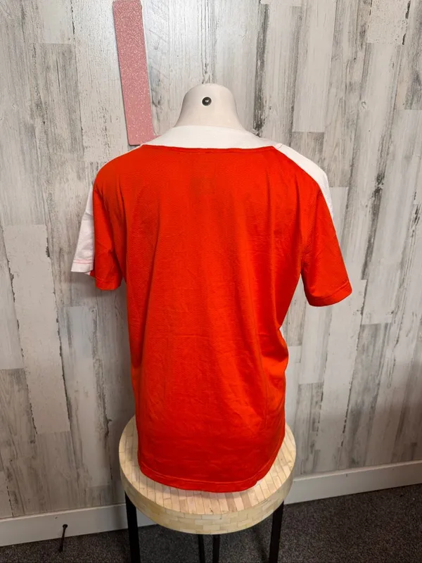 Nike Team Softball Jersey Shirt Womens L Orange White Colorblock Dri-Fit Top - Image 4