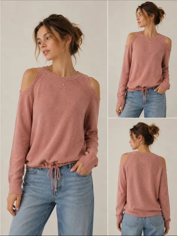 Abercrombie cold shoulder knit sweater top - Image 2
