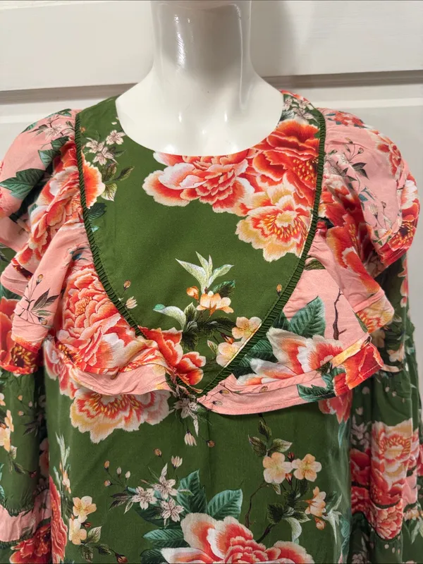 Farm Rio by Antropologie Floral Print Elinor Tunic Dress Size Medium - Image 7