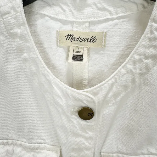 Madewell Denim High Crewneck Vest Tile White Minimalist Utility Pockets US 0 - Image 9