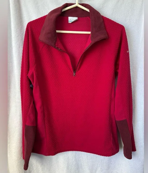 Columbia Size Large Ruby Red Fleece Pullover Jacket - Image 6
