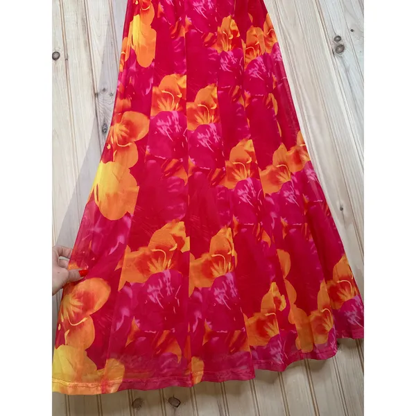 NWT Lulus Islay Hot Pink Floral Abstract Mesh Strapless Midi Dress Cruise Sz XL - Image 5
