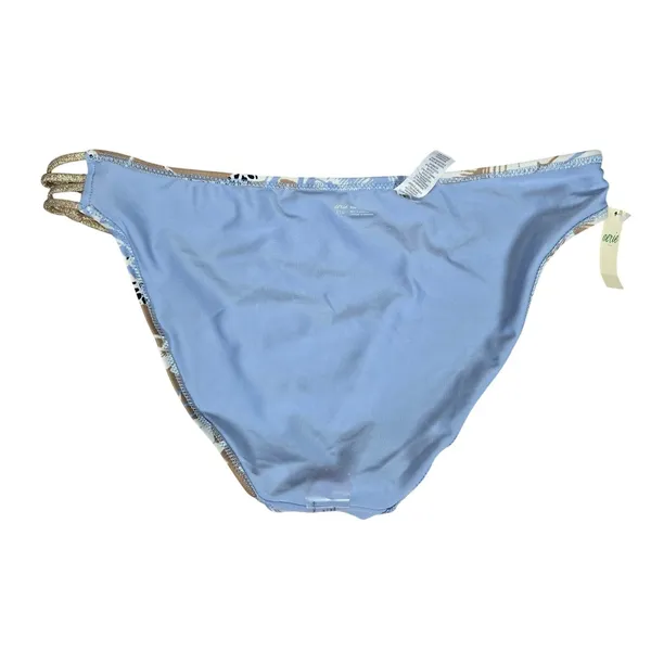 Aerie Women Blue Tan‎ Tropical Palm Leaf Strappy Bikini Bottom Size L 1753-2363 - Image 6