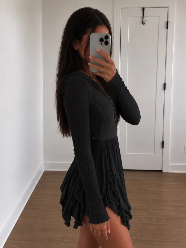 Free People Black Asymmetrical Hem Tunic Top - Image 2