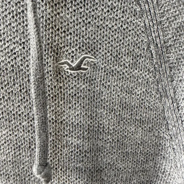 Hollister Womens Size Large Long Hooded Sweater Knit Classic Casual Gray - Image 2