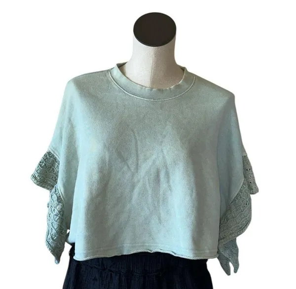 Altar'd State NWOT Kaia Crochet Flutter Sleeve Top - Image 7