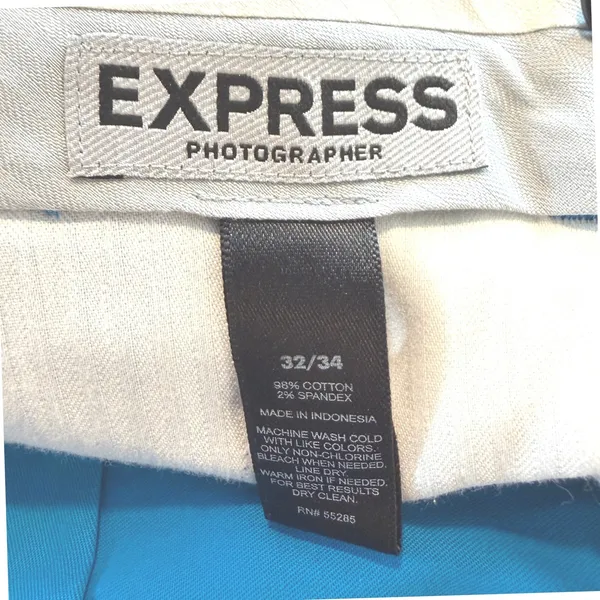 Express Photographer Pants 32/34 Teal BlueFlat Front Cotton Stretch Actual 34/34 - Image 2