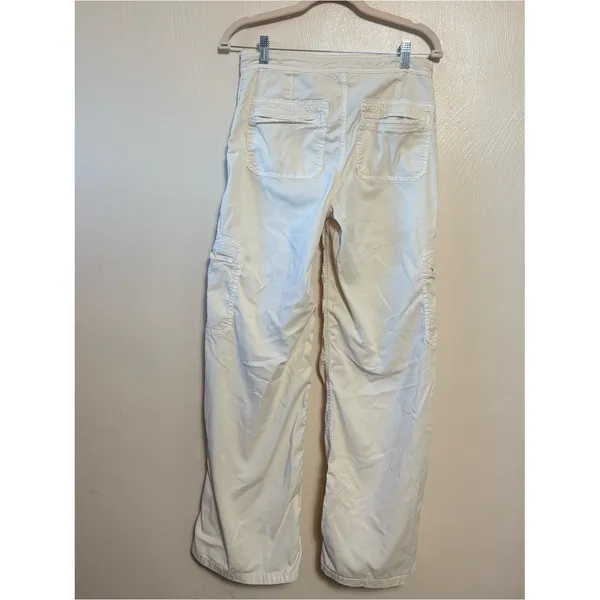 American Eagle Womens Pants Baggy Wide Leg Cargo Lyocell Pockets Stretch Cream 2 - Image 6