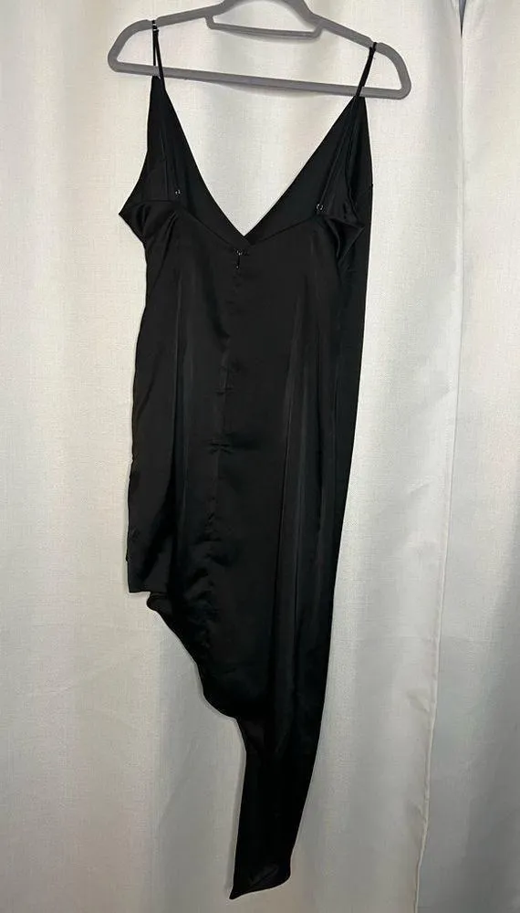 Cotton Candy LA Black Satin Asymmetrical Dress Large - Image 2