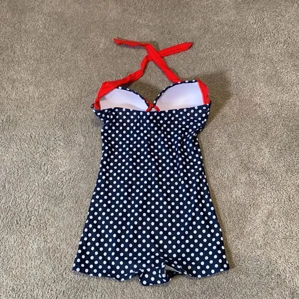 Women’s Swimsuit Bathers Halter Neck Boy Leg with Polka Dots Size 6-8 NEW - Image 7