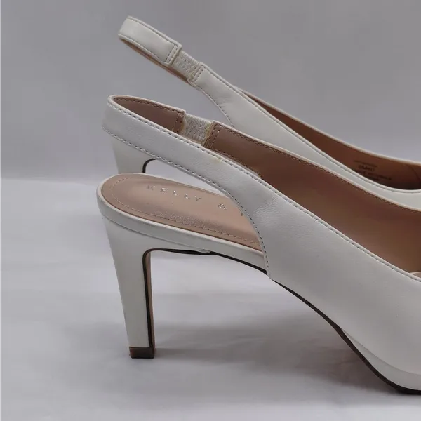 Kelly & Katie Womens Slingback Heels Size 9 White Peep Toe Pumps Bridal Shoes - Image 7