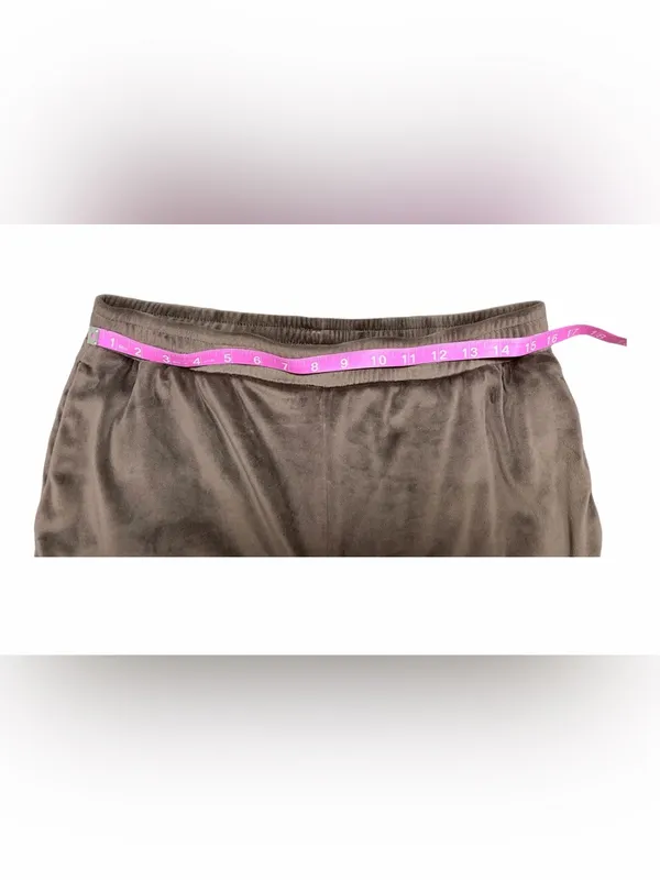 Skims Wide Leg Chocolate Brown Velour Pants Size Large - Image 7