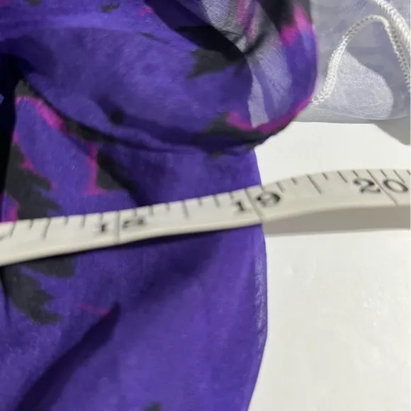 Aryn K Purple Silk Dress Size M 100% Silk Print‎ V-Neck Elastic Waist Fairycore - Image 8