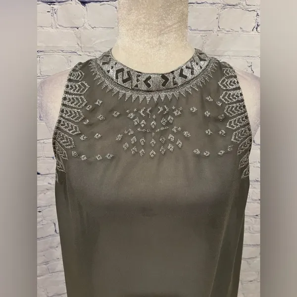 Anthropologie embroidered sheer gray minidress by Altr'd State Size Large - Image 2