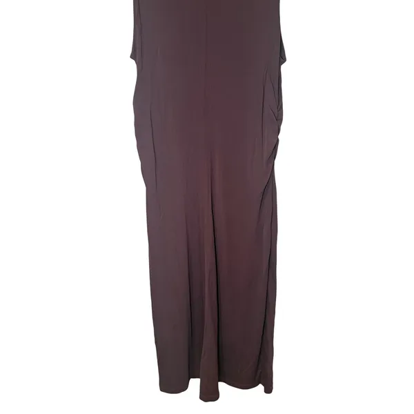 Spanx Sleek Jersey Crewneck Ruched Midi Dress Sleeveless Brown Sz Medium 21831R‎ - Image 4