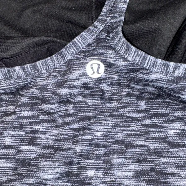 Lululemon Athletica Black and Neon Green Sports Bra with Gray Tank Top - Image 4