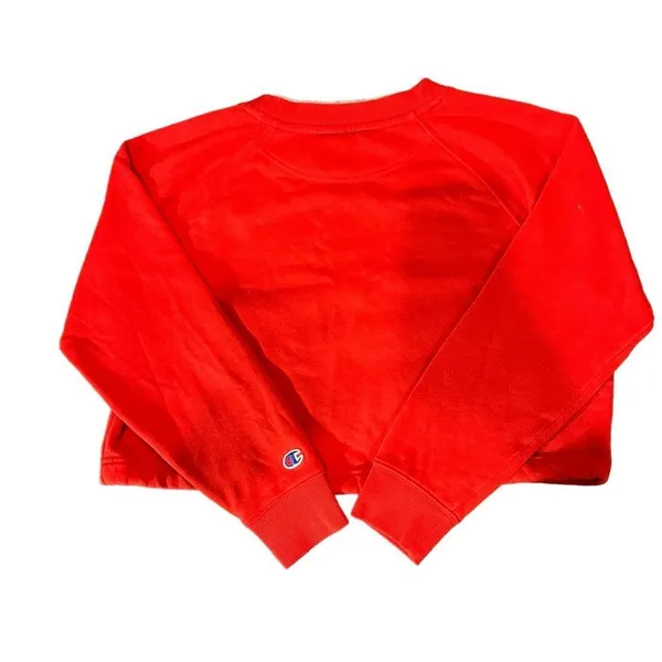 Champion‎ Sweatshirt Womens XS Red Cropped Crewneck Pullover Drawstring - Image 4
