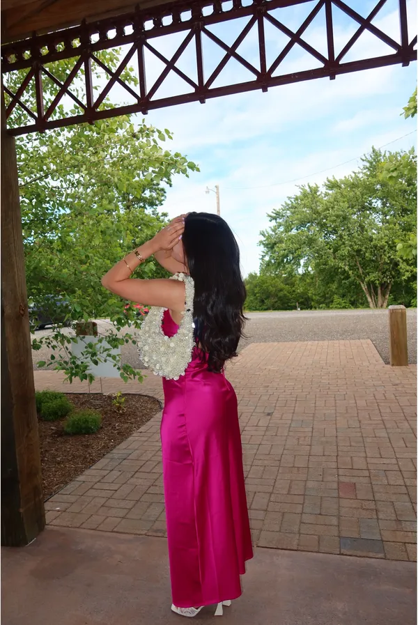 Pink satin dress - Image 5