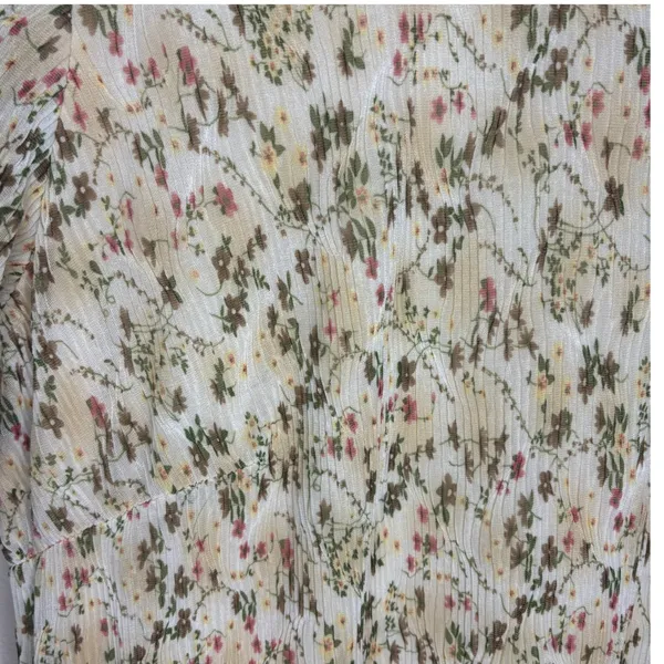 Helene Blake Maxi Dress Cream Floral Pleated Lined Cottage 90s Wedding Party 16W - Image 3