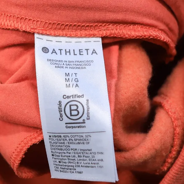 Athleta Retroplush Logo Straight Leg Pants Women MT Persimmon Orange Pintuck - Image 10