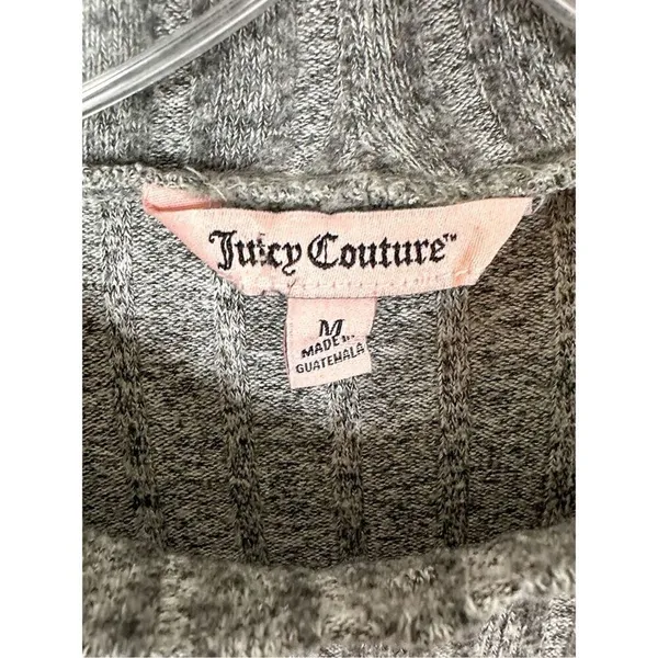 Juicy Couture Vintage Ribbed Long Sleeve Pullover Sweater Heather Gray Sz Medium - Image 7